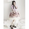 クラシックロリータOPドレス奇妙な人形プリントフリルボウレースアップコットンクラブロリータワンピースドレス