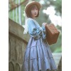 甘いロリータOPドレスシアンブルーフリルボタンロリータワンピースドレス