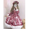 甘いロリータOPドレスロマンチックな誓いプリントブルゴーニュロリータワンピースドレス