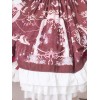 甘いロリータOPドレスロマンチックな誓いプリントブルゴーニュロリータワンピースドレス