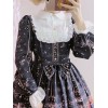 甘いロリータOPドレス仮装プリントブラック長袖ロリータワンピースドレス