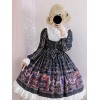甘いロリータOPドレス仮装プリントブラック長袖ロリータワンピースドレス