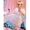 甘いロリータOPドレススタープリントピンクフリルロリータワンピースドレス