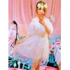 甘いロリータOPドレススタープリントピンクフリルロリータワンピースドレス