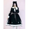 ゴスロリワンピース　十字架　ブラック　OPドレス　クロス　ゴシック 刺繍入り　レース　ロリータワンピースドレス