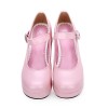 クラシックロリータポンププラットフォームラウンドトゥーPUロリータシューズ