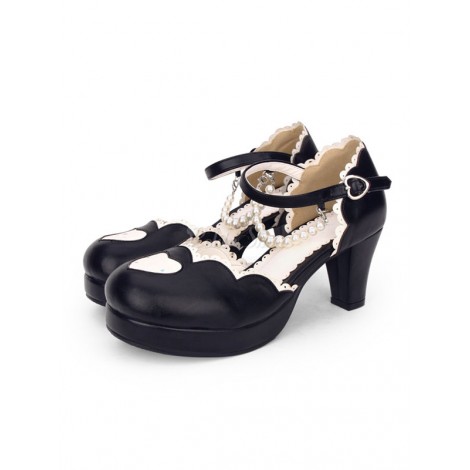 スウィートロリータポンプパールスウィートハートチャンクハイヒールロリータシューズ