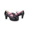 スウィートロリータポンプボウプラットフォームPUブラックロリータメアリージェーンシューズ