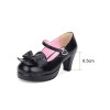 スウィートロリータポンプボウプラットフォームPUブラックロリータメアリージェーンシューズ