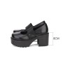 ゴシックロリータポンプラウンドトゥバンドプラットフォームチャンクハイヒールPUブラックロリータシューズ