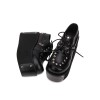 ゴシックロリータシューズリベットレースアッププラットフォームPUブラックロリータシューズ