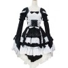クラシックロリータOPドレスフリルブラック長袖ロリータワンピースドレス