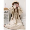 古典的なロリータOPドレスフリルレースの弓ボタンの装飾アプリコットロリワンピースドレス