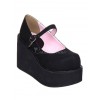 素敵なストリート ウエアの黒のスエード革プラットフォーム ロリータ シューズ