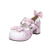 ロリィタパンプス　靴　スクエアヒール　リボン　ラウンドトゥ　丸いつま先