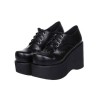 ロリィタ靴　ブラック　プラットフォーム　ストリートウェア　丸いつま先　PU