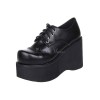 ロリィタ靴　ブラック　プラットフォーム　ストリートウェア　丸いつま先　PU
