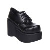 ロリィタ靴　ブラック　プラットフォーム　ストリートウェア　丸いつま先　PU