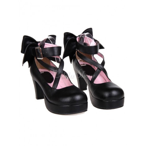 ロリィタシューズ　靴　プラットフォームヒール　アンクルストラップ　丸いつま先　ラウンドトゥ