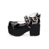ゴシックロリータパンプスブラックプラットフォームチャンキーヒールPUレザーロリータシューズ