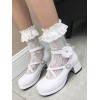 古典的なロリータ靴ストラップフラワープラットフォームホワイトチャンキーヒールロリィタ履物