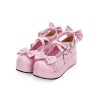 スウィートロリータシューズボウストラップバックルプラットフォームPUロリータシューズ