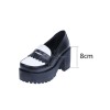 ロリィタ靴　ブラック　2カラーブロック　カジュアル　PU　スクエアトゥ