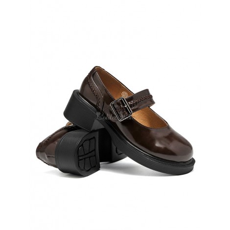 ロリィタフットウェア　チャンキーヒール　カジュアル　スクエアトゥ　PU