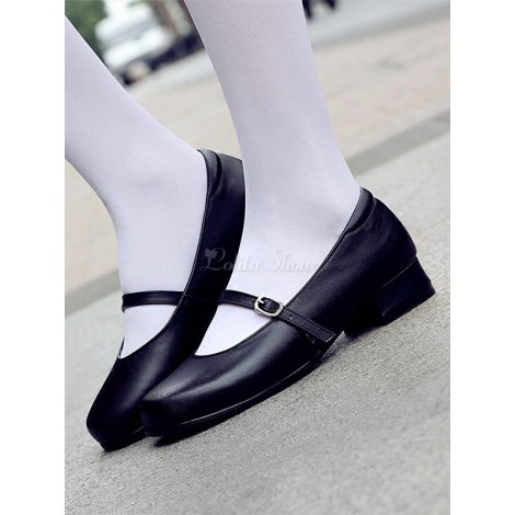 ロリィタフットウェア　ラウンドトゥ　カジュアル　PU　チャンキーヒール