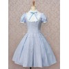 クラシックロリータドレスOP　2020　ショートスリーブ　コットンロリータワンピースドレス　ライトスカイブルー　アイドル衣装