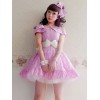 袖ありのワンピース　ロリィタファッション　スウィート　半袖　ピュアコットン　お茶会　スクエアネック　格子縞