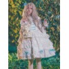 袖ありのワンピース　ロリィタファッション　シフォン　花嫁　2カラーブロック　スクエアネック　ウエディング　七分袖