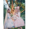 袖ありのワンピース　ロリィタファッション　シフォン　花嫁　2カラーブロック　スクエアネック　ウエディング　七分袖