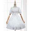 袖ありのワンピース　ロリィタファッション　シフォン　花嫁　無地　スクープネック　お茶会　半袖