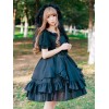 袖ありのワンピース　ロリィタファッション　シフォン　花嫁　無地　スクープネック　お茶会　半袖