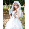 袖ありのワンピース　ロリィタファッション　シフォン　花嫁　無地　スクープネック　お茶会　半袖