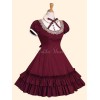甘いロリータワンピースOP　2020　ワイン赤アイドル衣装　スタンドカラー　ショートスリーブロリータワンピースワンピース