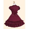 甘いロリータワンピースOP　2020　ワイン赤アイドル衣装　スタンドカラー　ショートスリーブロリータワンピースワンピース