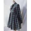 クラシックロリアOPドレスチェック柄コットンリネンプリーツロリータワンピースドレス