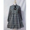 クラシックロリアOPドレスチェック柄コットンリネンプリーツロリータワンピースドレス