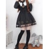 クラシックロリータOPドレススターレットレーストリムブラックロリータワンピースドレス