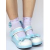 ロリィタシューズ　ライトスカイブルー　リボン柄　ストリートウェア　PU　丸いつま先