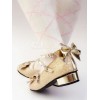 ロリィタシューズ　ゴールド　丸いつま先　ストリートウェア　PU　チャンキーヒール　リボン柄