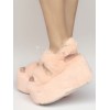 ロリィタシューズ　ピーチ　無地　合成素材　オープントゥ　ストリートウェア