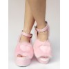 ロリィタシューズ　ピンク　無地　ストリートウェア　PU　オープントゥ