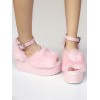 ロリィタシューズ　ピンク　無地　ストリートウェア　PU　オープントゥ