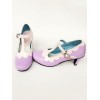 ロリィタ靴　パープル　プリズムヒール　アートワーク　ストリートウェア　丸いつま先　PU
