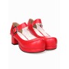 ロリータ靴，ラウンドトゥ　プラットフォーム　低ヒール　厚底　新作　コスチューム