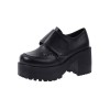 ロリィタフットウェア　ブラック　ストリートウェア　PU　丸いつま先　プラットフォーム