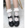 甘いロリータシューズブラックボタン弓ロリータシューズ